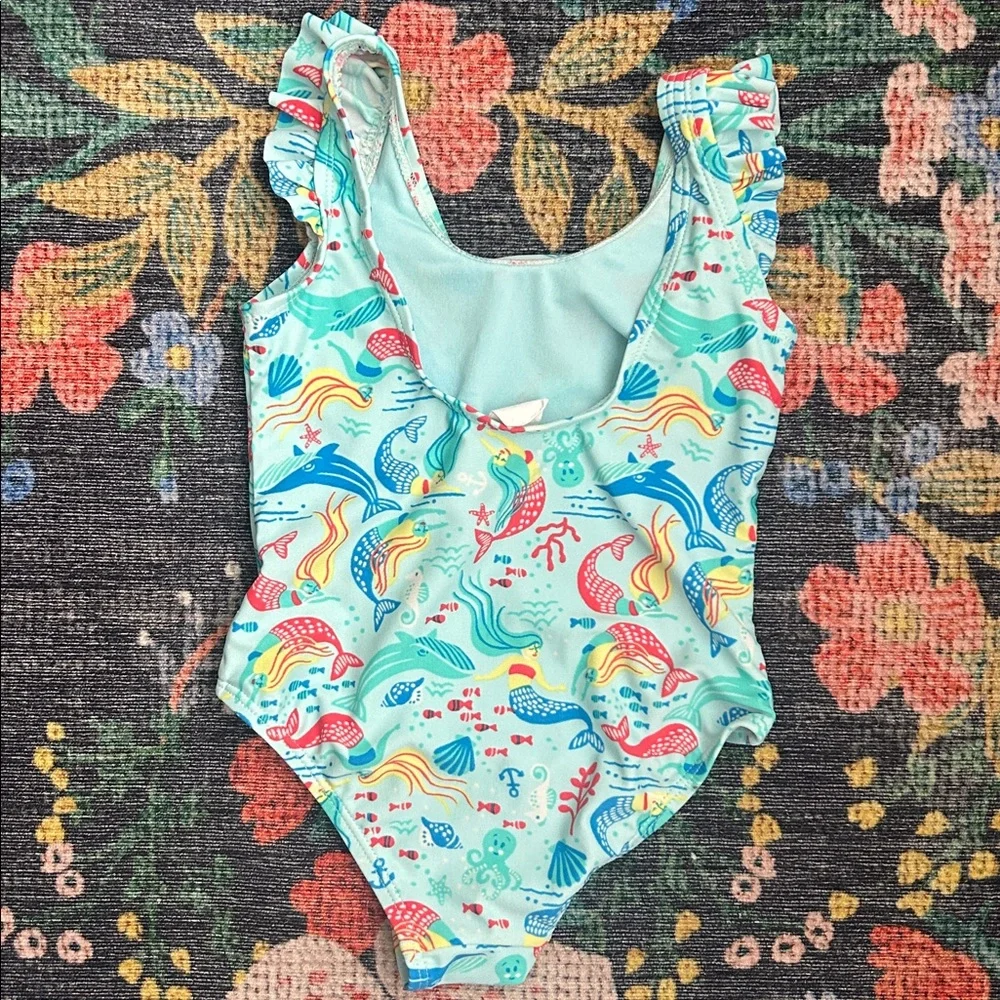 Gap Aqua Mermaid Ruffle One-Piece Swimsuit, Size 3T